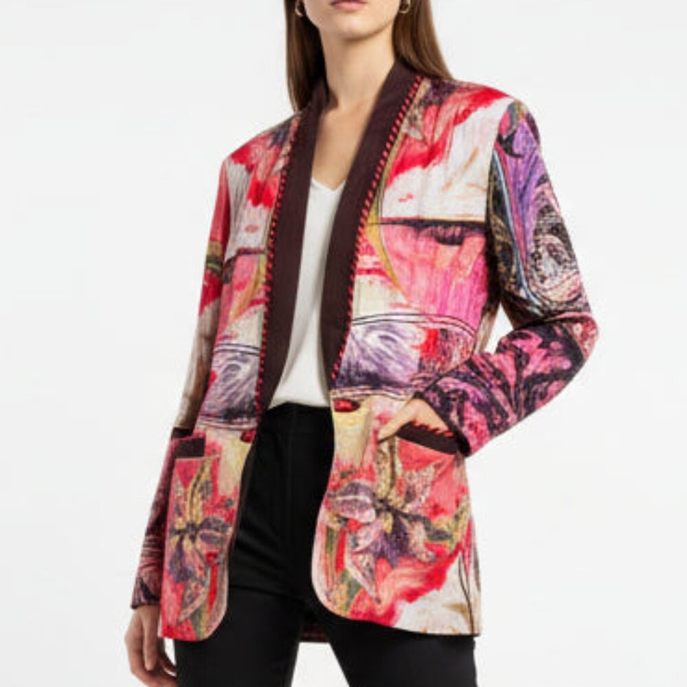 Vintage 80s Helene Abstract Graffiti Power Blazer - Shoulder Pads - Medium